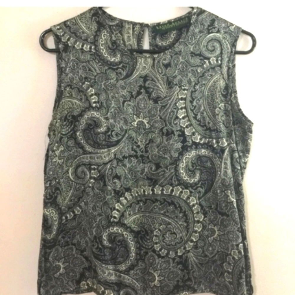 Harve Bernard 100% Silk Paisley tank Top Cami Sz Sz Medium